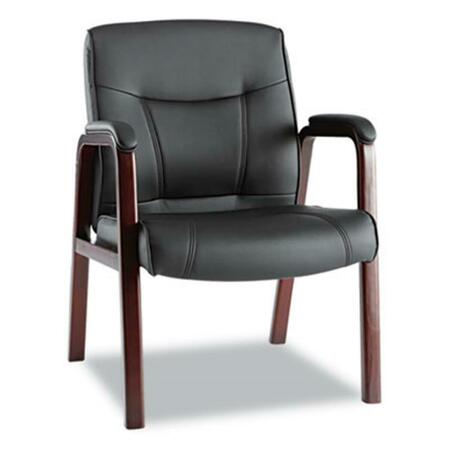 ALERA TECHNOLOGIES Madaris Leather Guest Chair W/Wood Trim Four Legs Black/Mahogany MA43ALS10M